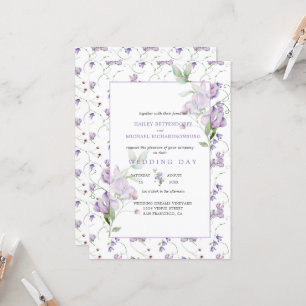 Faire-part de mariage de pois doux de lavande