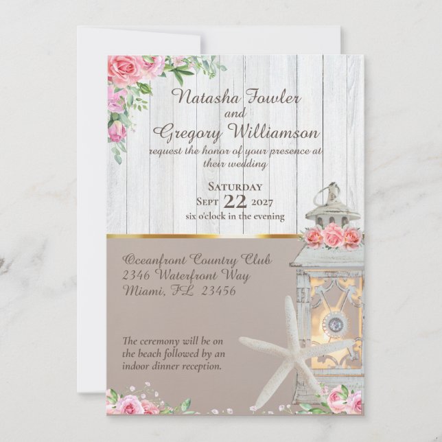 Faire-part de mariage de poisson étoilé de plage (Devant)