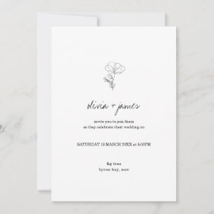 Faire-part de mariage de police de script fleur sa