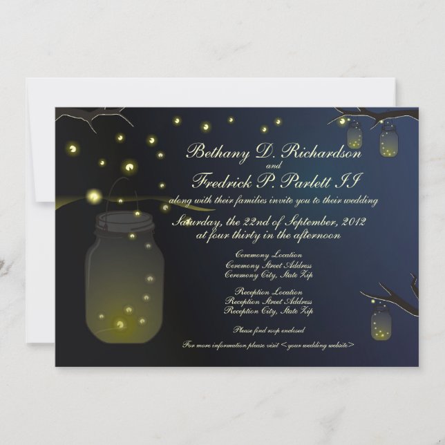 Faire-part de mariage de pot et de luciole de (Devant)