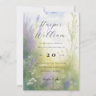 faire-part de mariage de prairie de lavande aquare