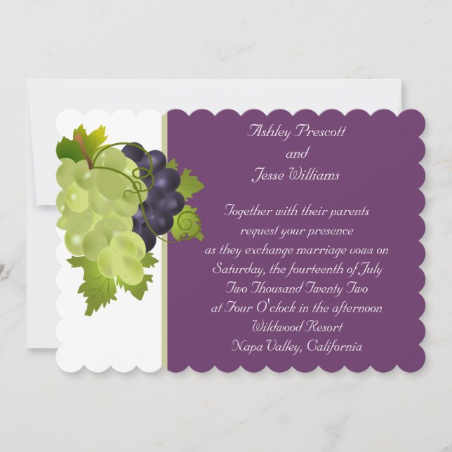 Faire-part de mariage de raisins Napa (Devant)