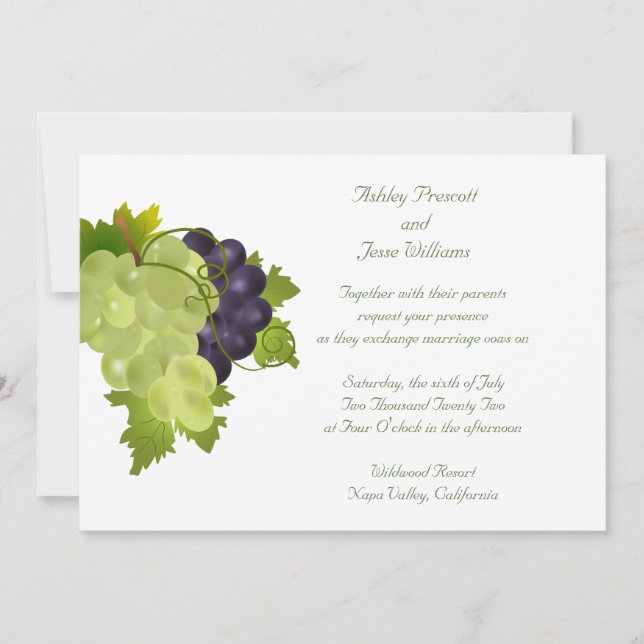 Faire-part de mariage de raisins Napa (Devant)