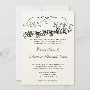 Faire-part de mariage de renards vintages