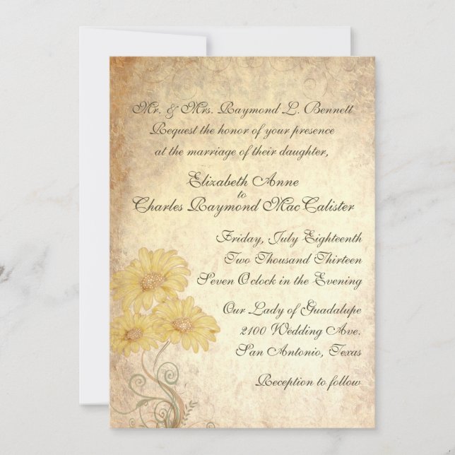 Faire-part de mariage de reproduction antique des  (Devant)