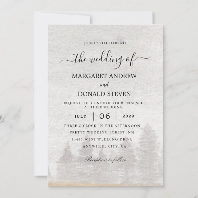Faire-part de mariage de rivière et d'arbres (Devant)