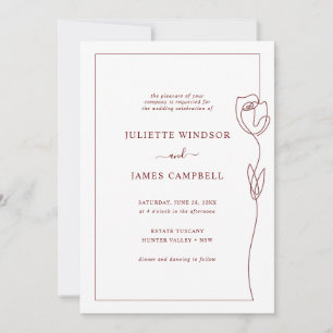Faire-part de mariage de Rose de dessin de ligne