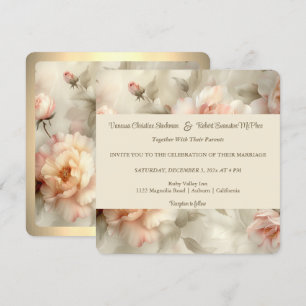 Faire-part de mariage de Rose peint doucement