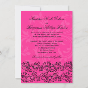 Faire-part de mariage de rouleaux roses et noirs
