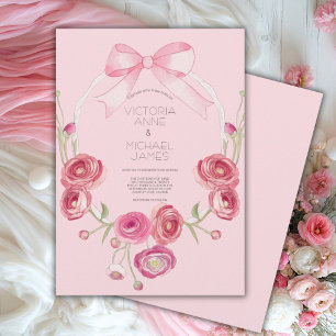 Faire-part de mariage de ruban rose