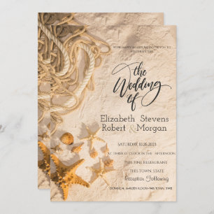 Faire-part de mariage de sable de la corde des coq