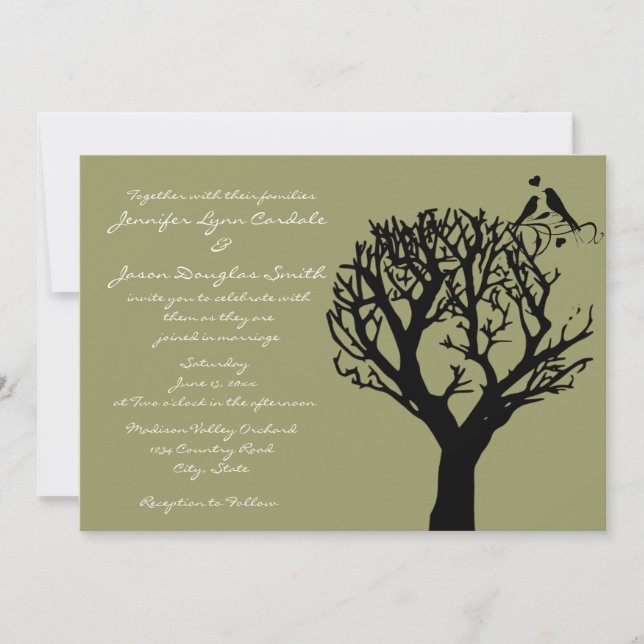 Faire-part de mariage de sauge d'inséparables de (Devant)
