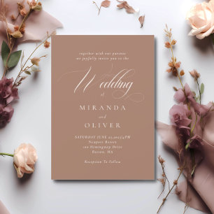 Faire-part de mariage de script Brown moderne et d