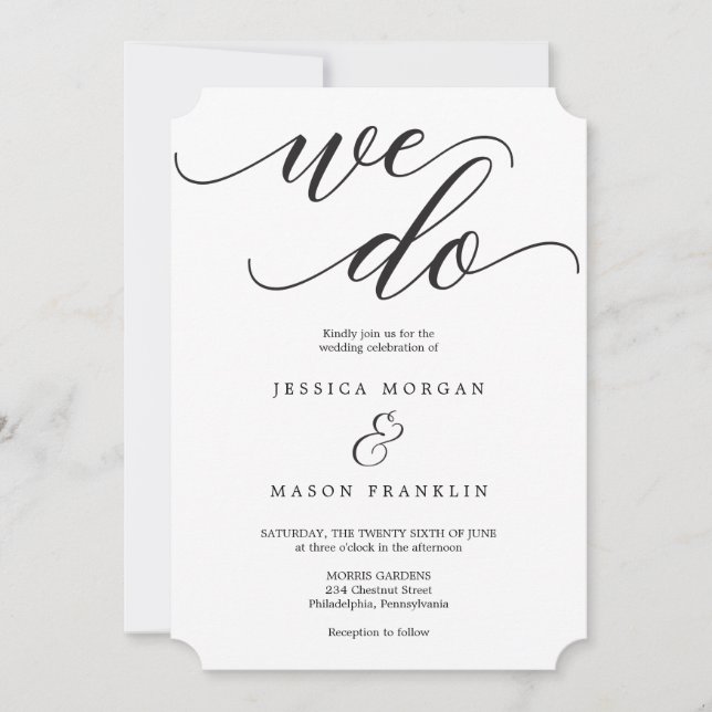 Faire-part de mariage de script classique (Devant)