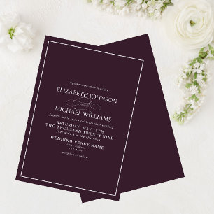 Faire-part de mariage de script classique violet f