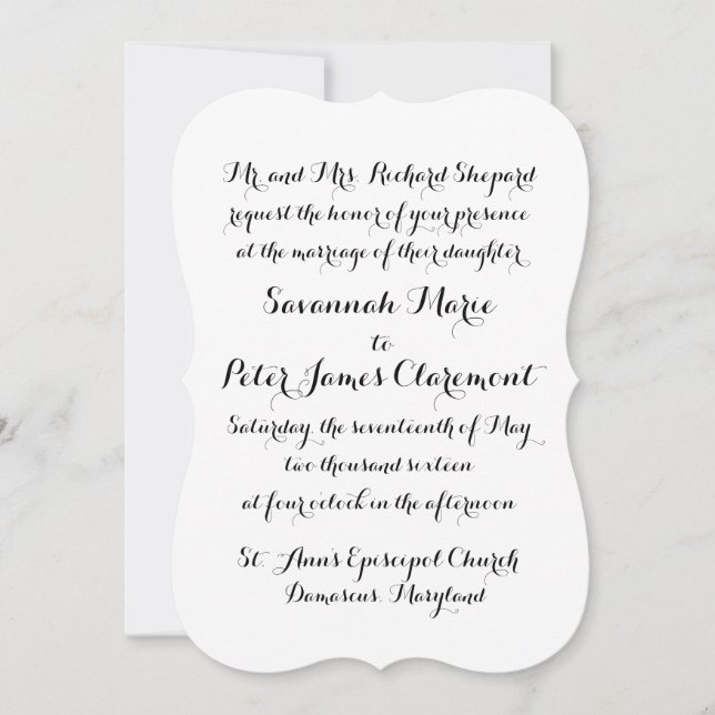 Faire-part de mariage de script de calligraphie (Devant)