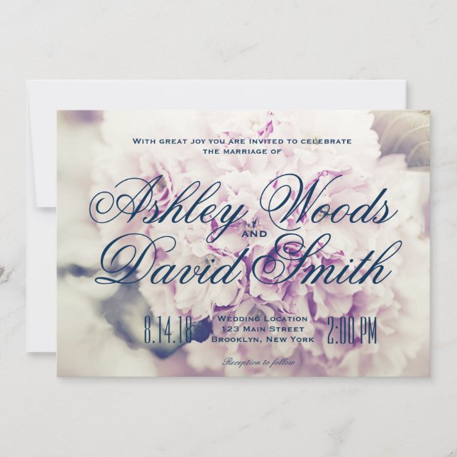 Faire-part de mariage de script de la marine flora (Devant)