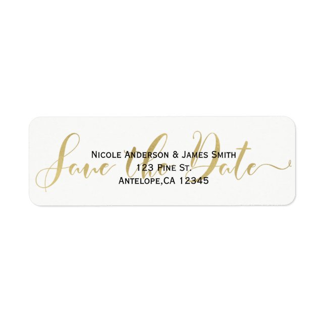 Faire-part de mariage de script de sauvegarde d'or (Devant)