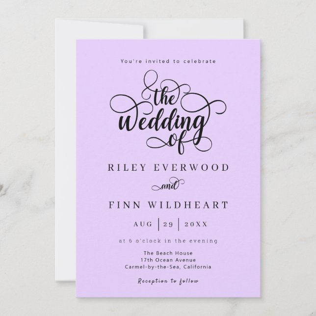 Faire-part de mariage de script de typographie élé (Devant)