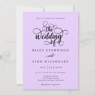 Faire-part de mariage de script de typographie élé