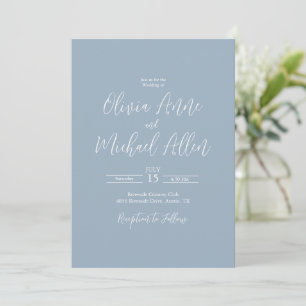 Faire-part de mariage de script élégant bleu clair
