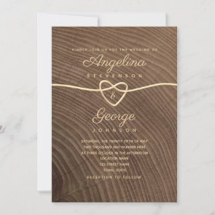 Faire-part de mariage de script en bois