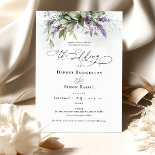 Faire-part de mariage de script Lavender Greenery