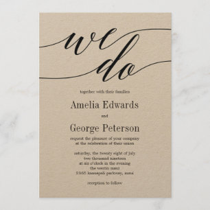Faire-part de mariage de script moderne Kraft