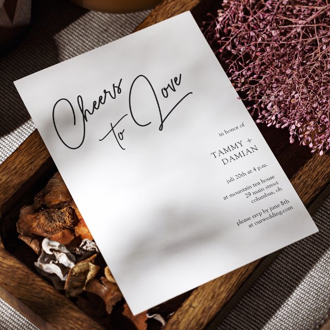 Faire-part de mariage de script moderne pour aimer (Modern Cheers to Love Script Wedding Invitation)