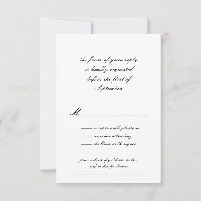 Faire-part de mariage de script noir et blanc (Devant)