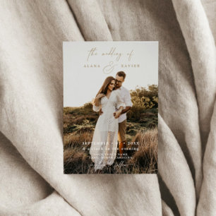 Faire-part de mariage de script photo moderne rust