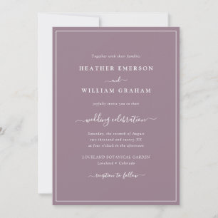 Faire-part de mariage de script pourpre