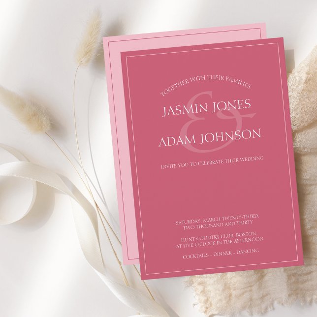 Faire-part de mariage de script rose magenta minim (Créateur téléchargé)