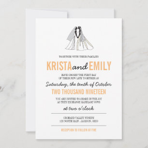 Faire-part de mariage de silhouettes simples