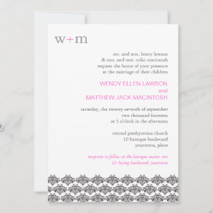 Faire-part de mariage de simplicité Damask