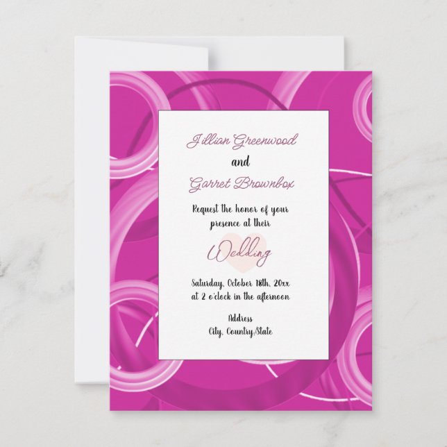 Faire-part de mariage de style Abstrait rose (Devant)