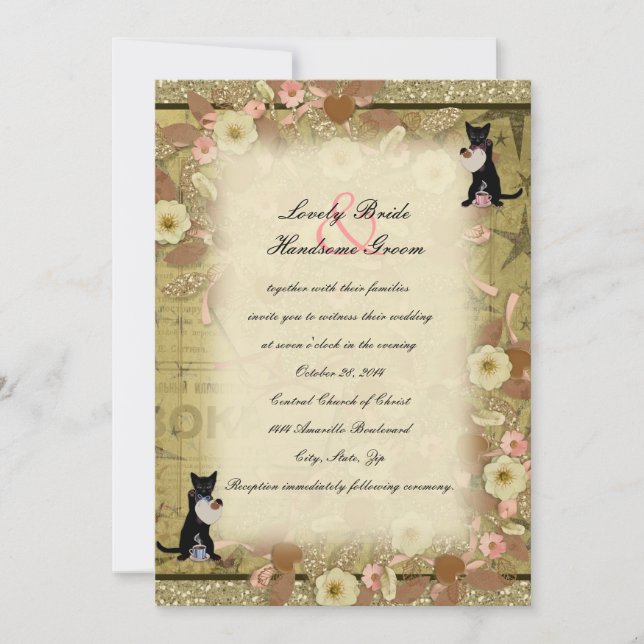Faire-part de mariage de style Collage pour les am (Devant)