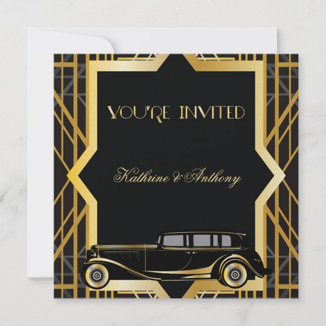 Faire-part de mariage de style Gatsby (Devant)