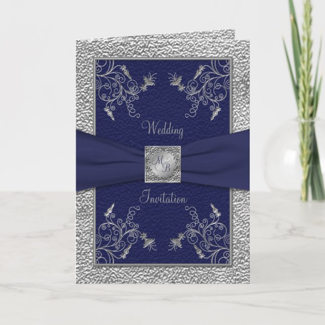 Faire-part de mariage de style marine et carte à p (Devant)