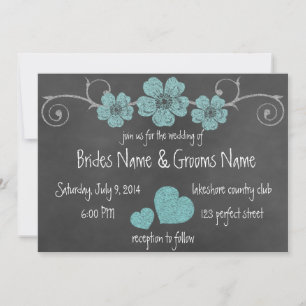 Faire-part de mariage de tableau de bord Turquoise