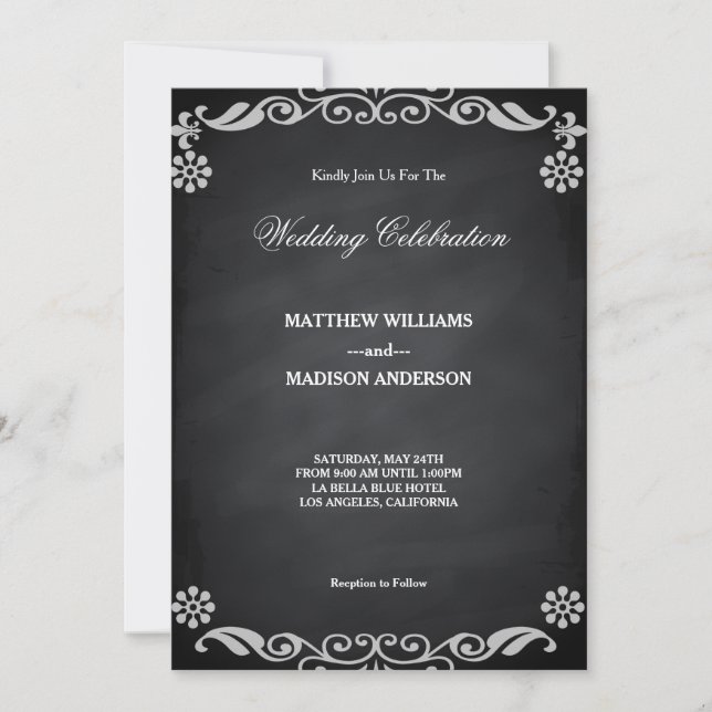 Faire-part de mariage de tableau noir (Devant)