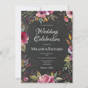 Faire-part de mariage de tableau noir rose