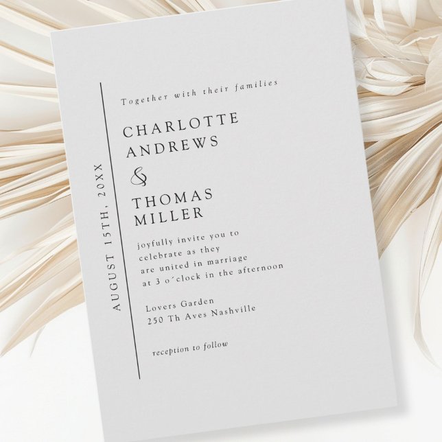 Faire-part de mariage de tendance Grey Elegant (Modern, minimalist, trending, gray, wedding invitation.)