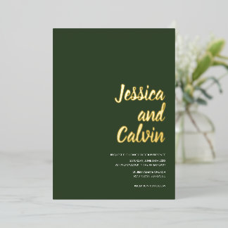 Faire-part de mariage de texte moderne en or foncé