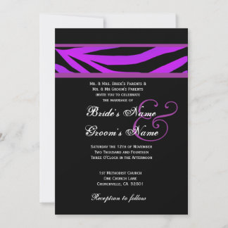 Faire-part de mariage de tigres violets et noirs