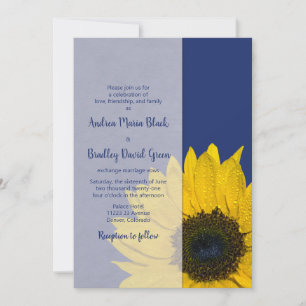 Faire-part de mariage de tournesol bleu jaune de l