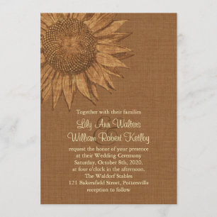 Faire-part de mariage de tournesol d'automne