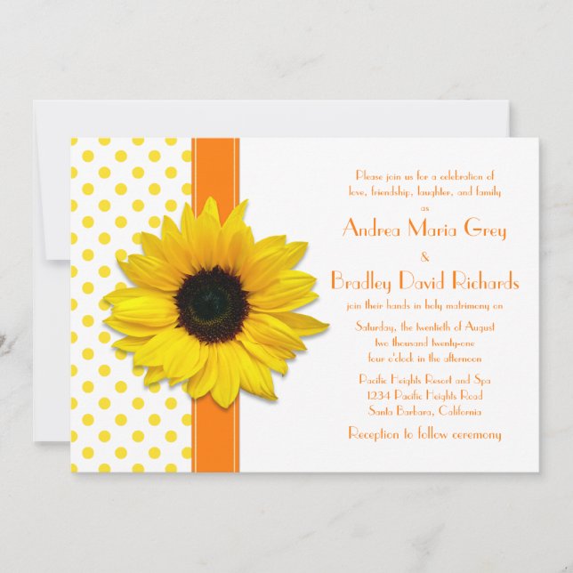 Faire-part de mariage de tournesol Polka Dot (Devant)