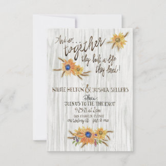 Faire-part de mariage de tournesol roux rustique