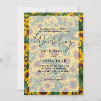 Faire-part de mariage de tournesol rustique